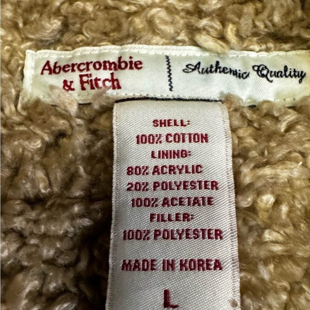 Abercrombie and Fitch Denim Barn Jacket Coat Size Large Sherpa Lined Pockets NEW - Picture 5 of 12